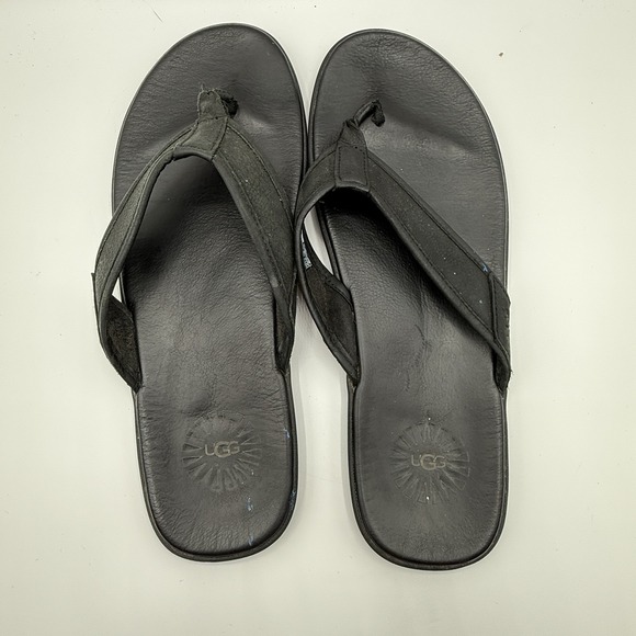 UGG Other - UGG Flip Flops Mens Sz 12 Black Leather Flip Flops
